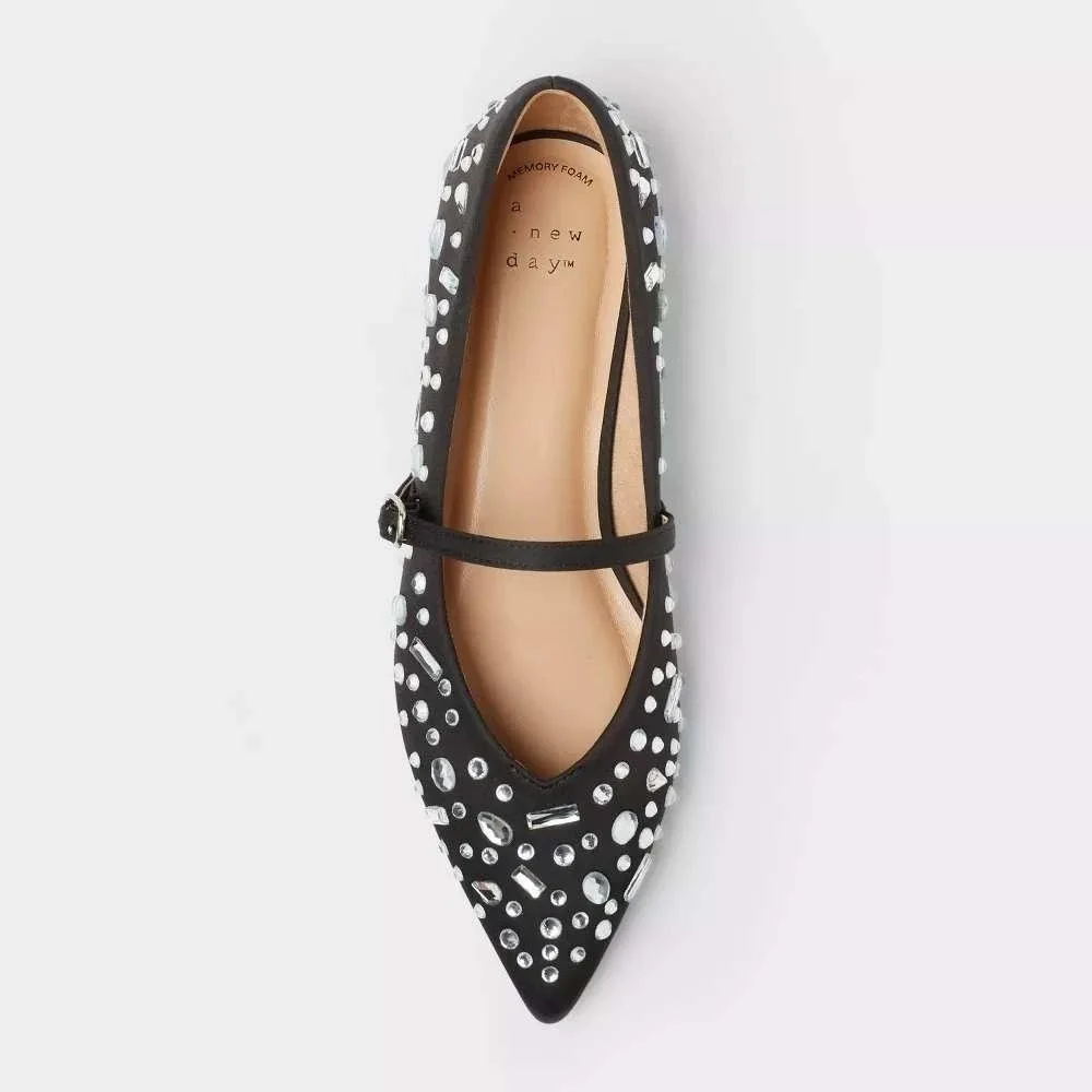 Women's Flats‎ A New Day Gabriella Black Pointed Size 6.5 New With Tags
